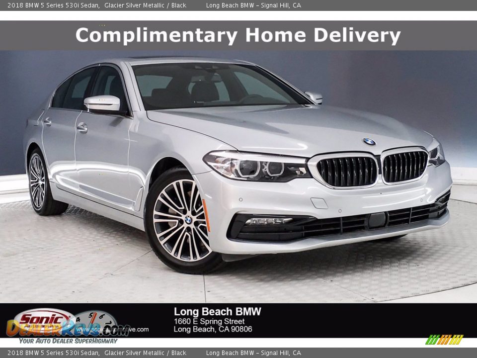 2018 BMW 5 Series 530i Sedan Glacier Silver Metallic / Black Photo #1