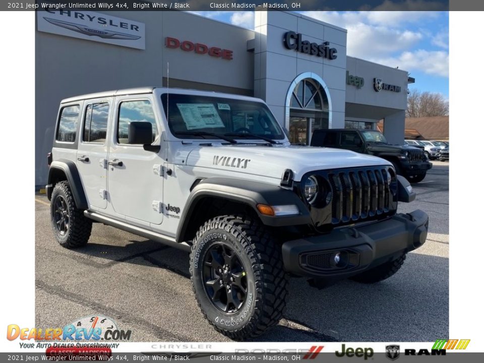 2021 Jeep Wrangler Unlimited Willys 4x4 Bright White / Black Photo #1