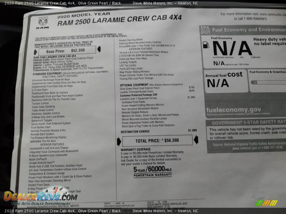 2020 Ram 2500 Laramie Crew Cab 4x4 Olive Green Pearl / Black Photo #32