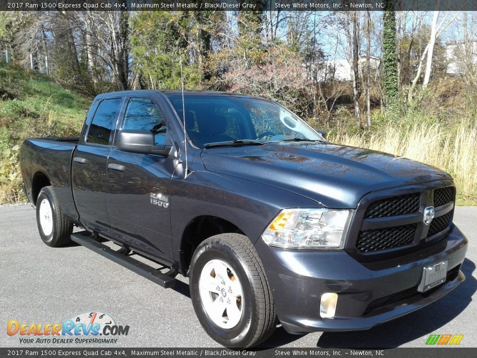 2017 Ram 1500 Express Quad Cab 4x4 Maximum Steel Metallic / Black/Diesel Gray Photo #4