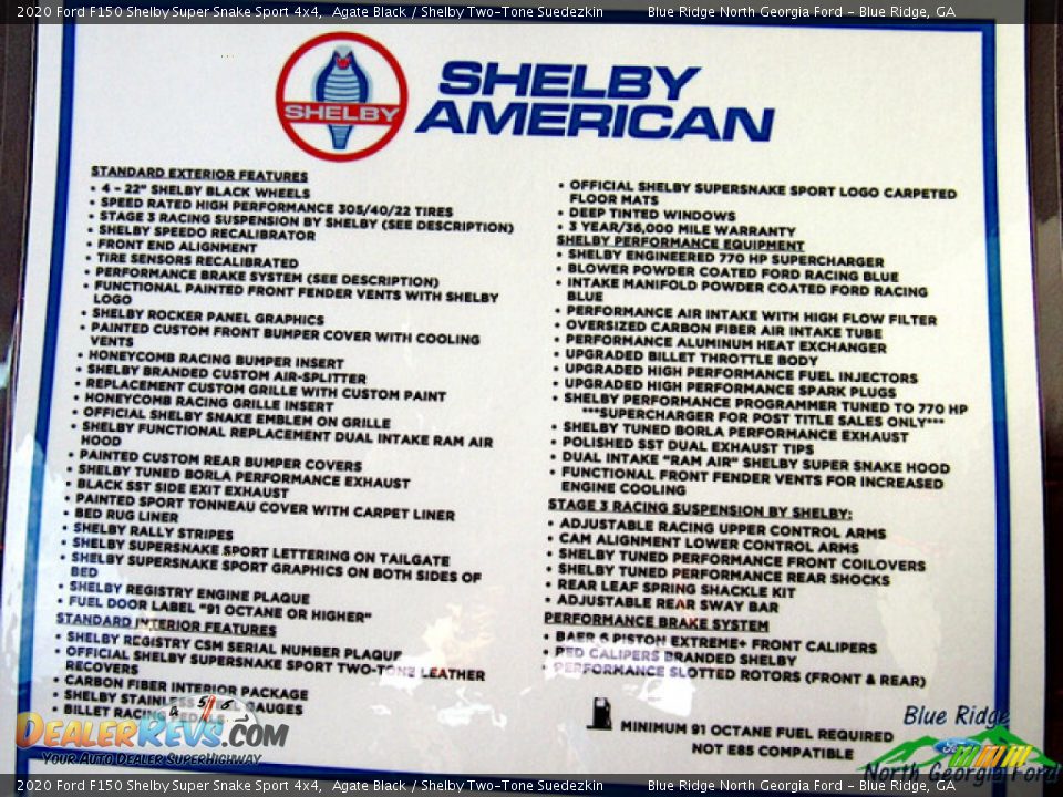 2020 Ford F150 Shelby Super Snake Sport 4x4 Window Sticker Photo #9