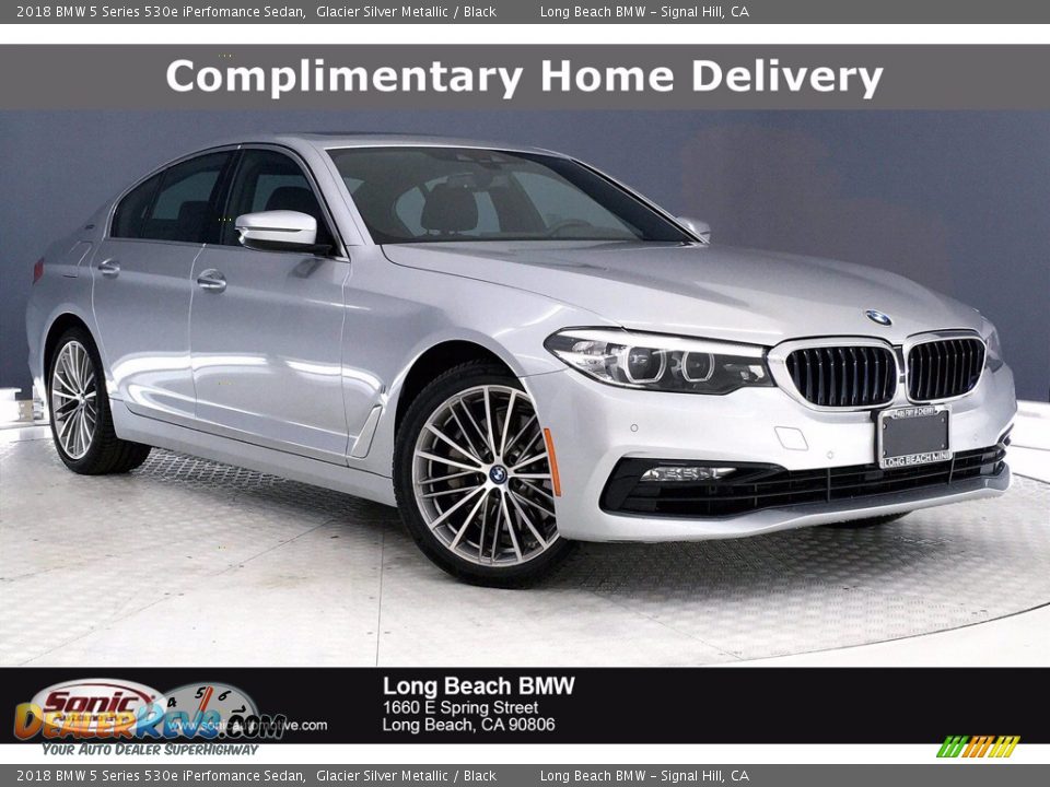 2018 BMW 5 Series 530e iPerfomance Sedan Glacier Silver Metallic / Black Photo #1