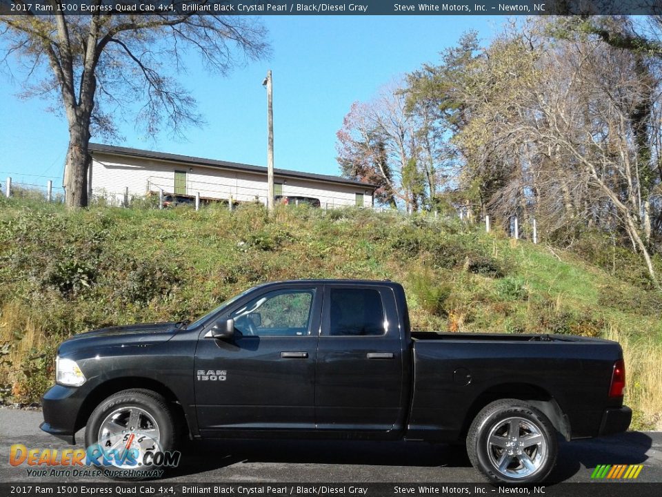 2017 Ram 1500 Express Quad Cab 4x4 Brilliant Black Crystal Pearl / Black/Diesel Gray Photo #1