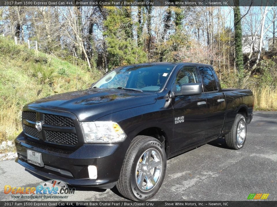 2017 Ram 1500 Express Quad Cab 4x4 Brilliant Black Crystal Pearl / Black/Diesel Gray Photo #2