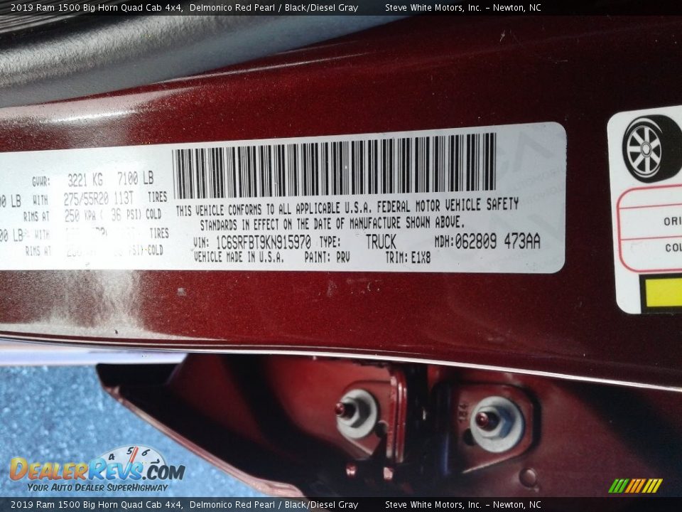 2019 Ram 1500 Big Horn Quad Cab 4x4 Delmonico Red Pearl / Black/Diesel Gray Photo #31