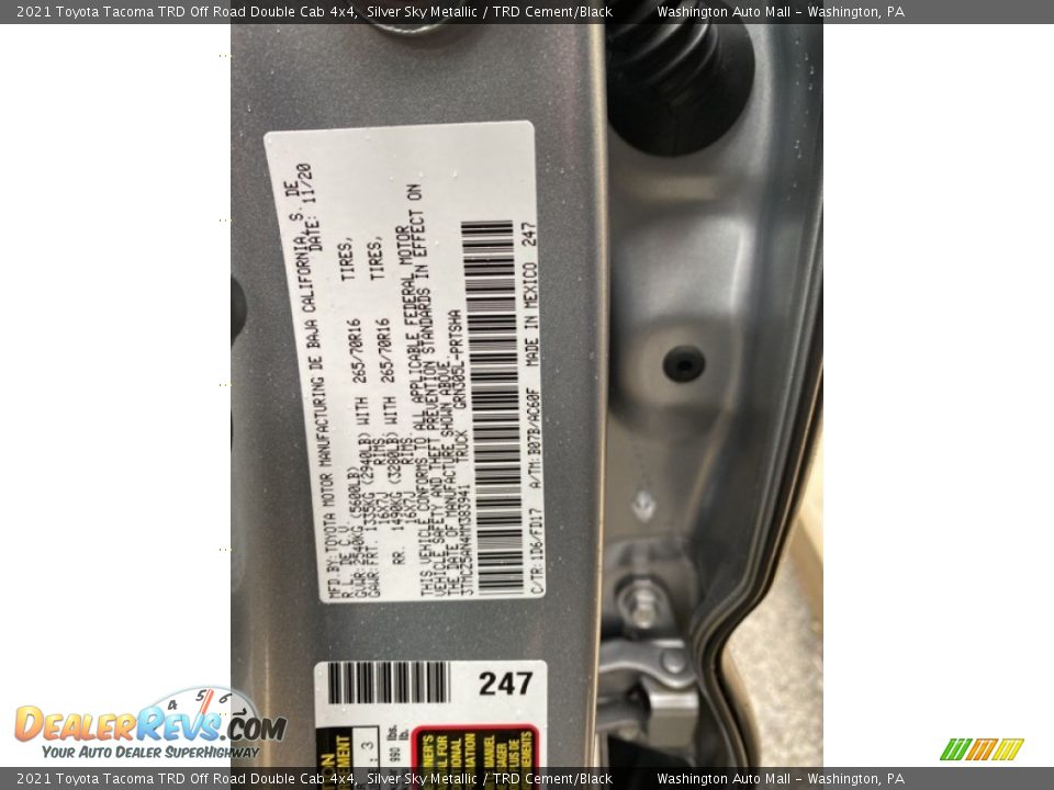 2021 Toyota Tacoma TRD Off Road Double Cab 4x4 Silver Sky Metallic / TRD Cement/Black Photo #30