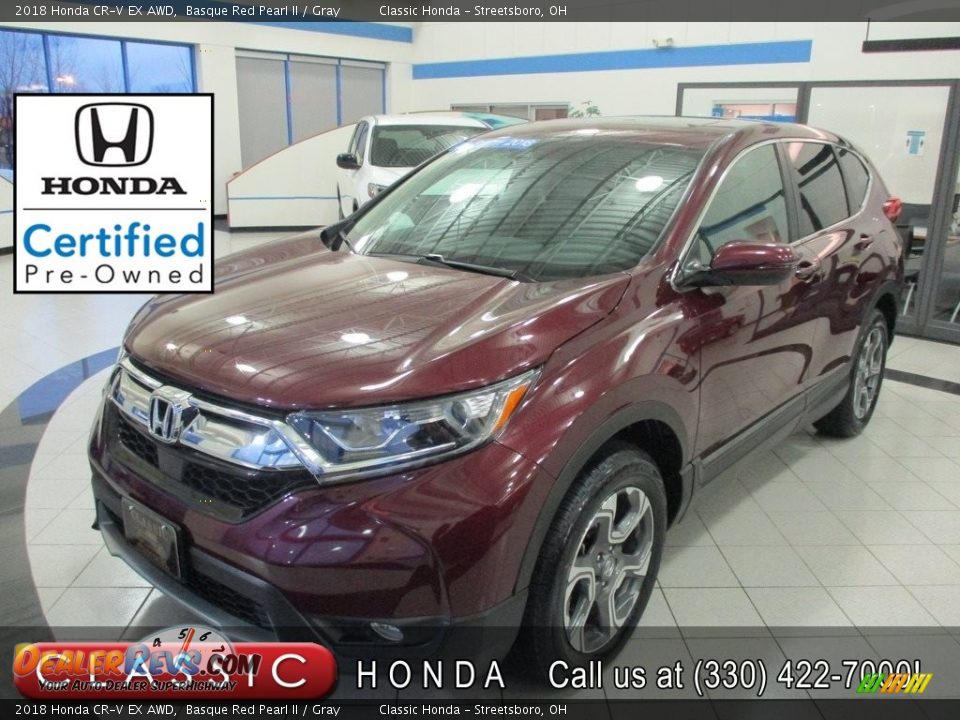 2018 Honda CR-V EX AWD Basque Red Pearl II / Gray Photo #1