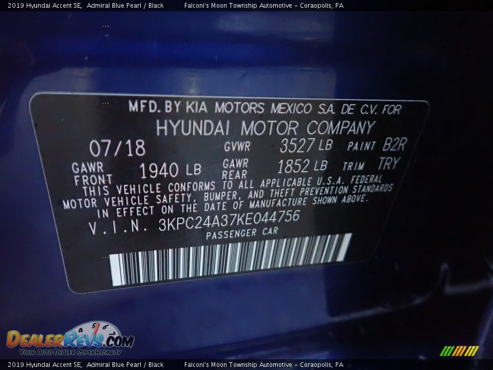 2019 Hyundai Accent SE Admiral Blue Pearl / Black Photo #23