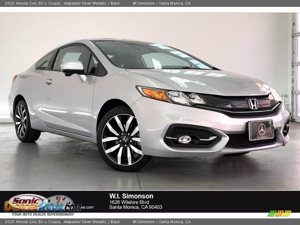 2015 Honda Civic EX-L Coupe Alabaster Silver Metallic / Black Photo #1