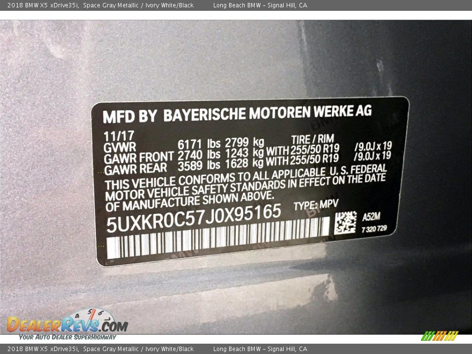 2018 BMW X5 xDrive35i Space Gray Metallic / Ivory White/Black Photo #36