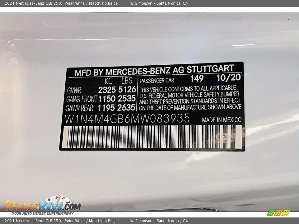 2021 Mercedes-Benz GLB 250 Polar White / Macchiato Beige Photo #11