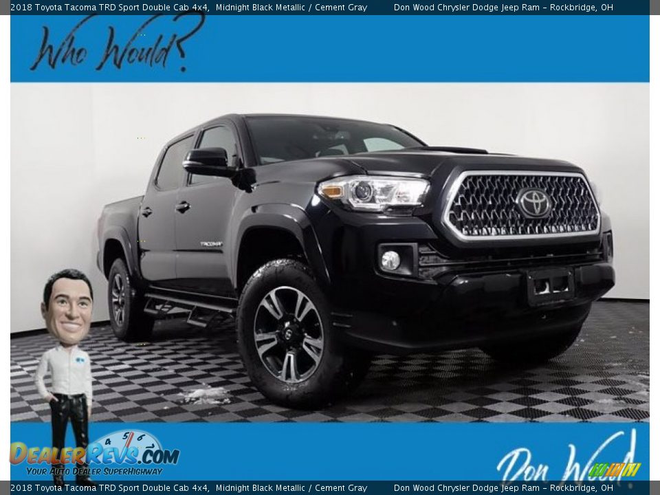 2018 Toyota Tacoma TRD Sport Double Cab 4x4 Midnight Black Metallic / Cement Gray Photo #1