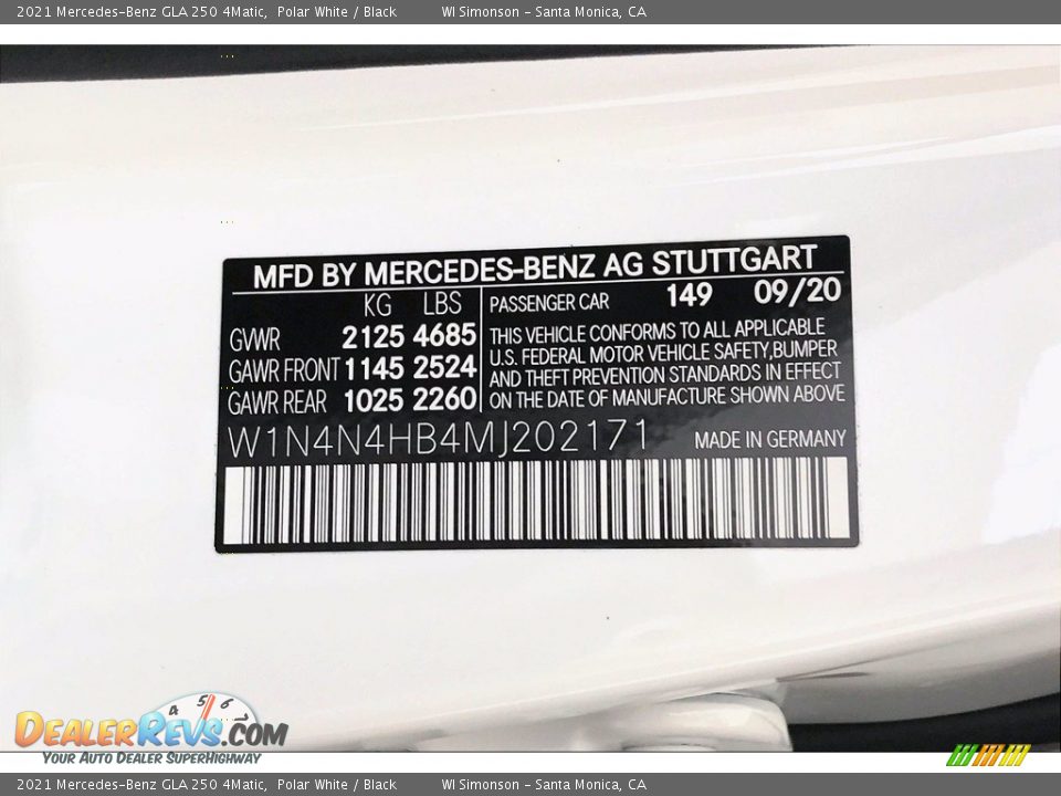 2021 Mercedes-Benz GLA 250 4Matic Polar White / Black Photo #11