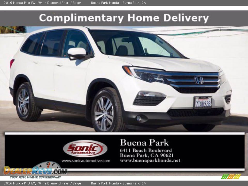 2016 Honda Pilot EX White Diamond Pearl / Beige Photo #1