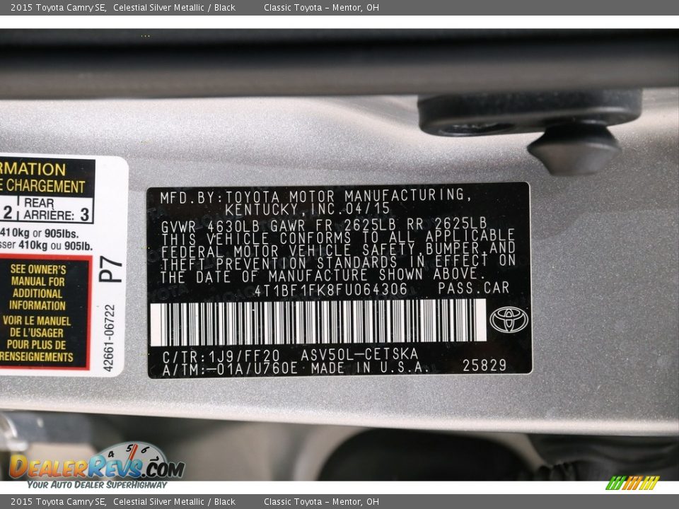 2015 Toyota Camry SE Celestial Silver Metallic / Black Photo #19