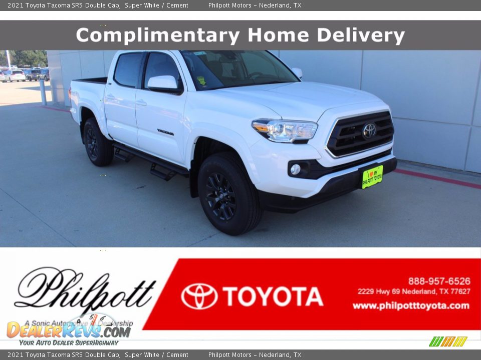 2021 Toyota Tacoma SR5 Double Cab Super White / Cement Photo #1