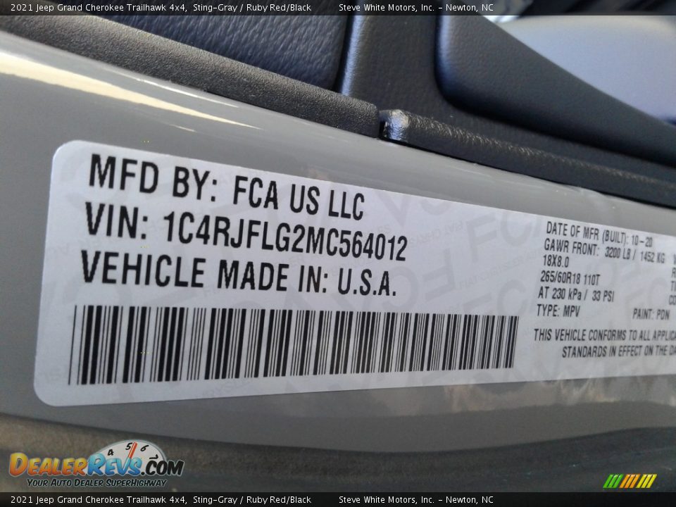 2021 Jeep Grand Cherokee Trailhawk 4x4 Sting-Gray / Ruby Red/Black Photo #35
