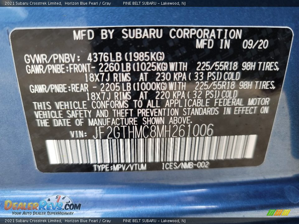 2021 Subaru Crosstrek Limited Horizon Blue Pearl / Gray Photo #14