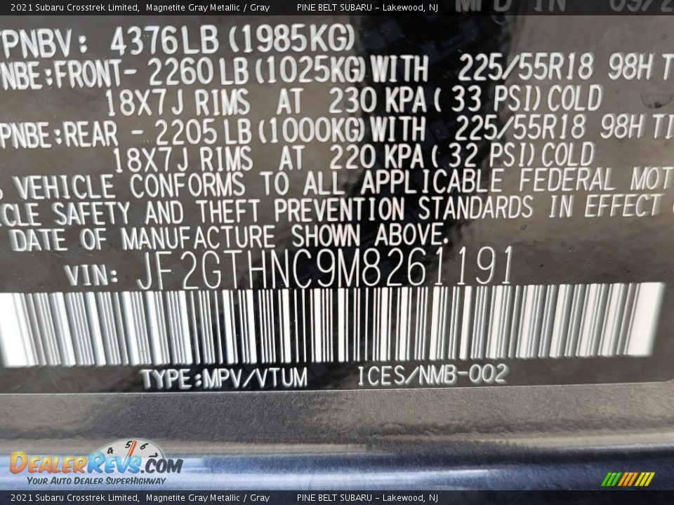 2021 Subaru Crosstrek Limited Magnetite Gray Metallic / Gray Photo #14