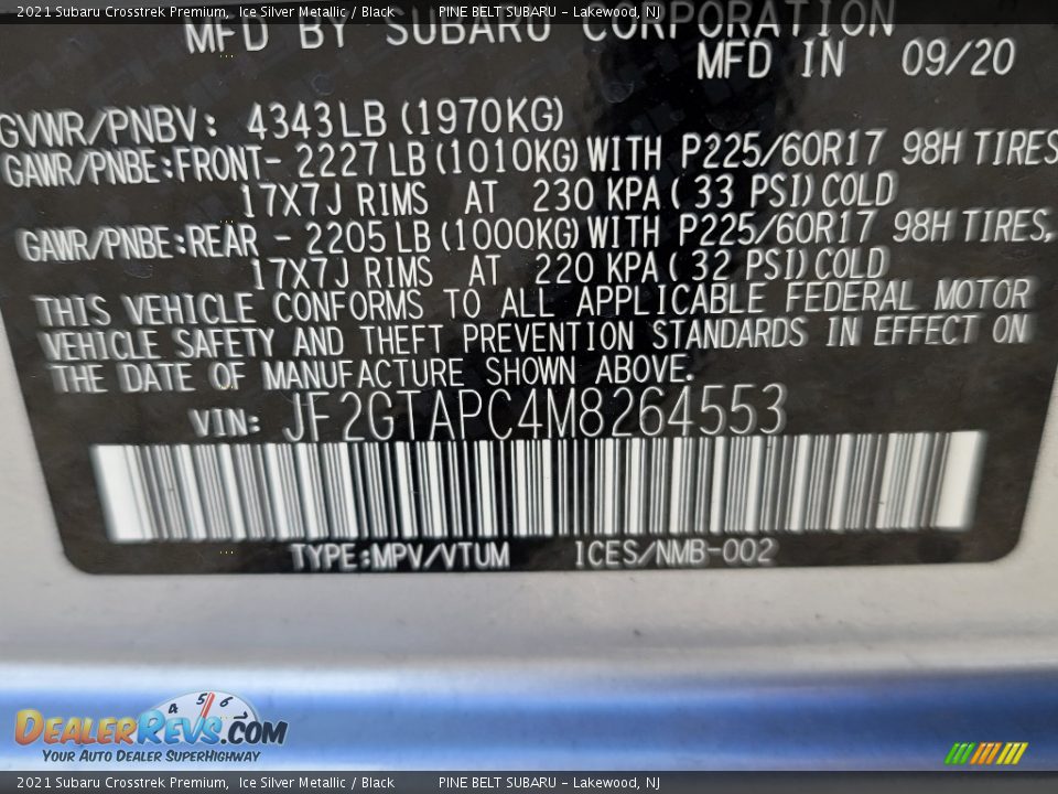 2021 Subaru Crosstrek Premium Ice Silver Metallic / Black Photo #14