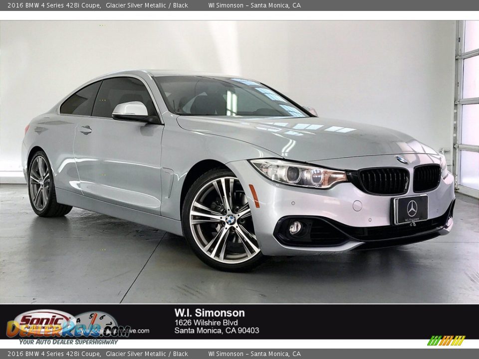 2016 BMW 4 Series 428i Coupe Glacier Silver Metallic / Black Photo #1