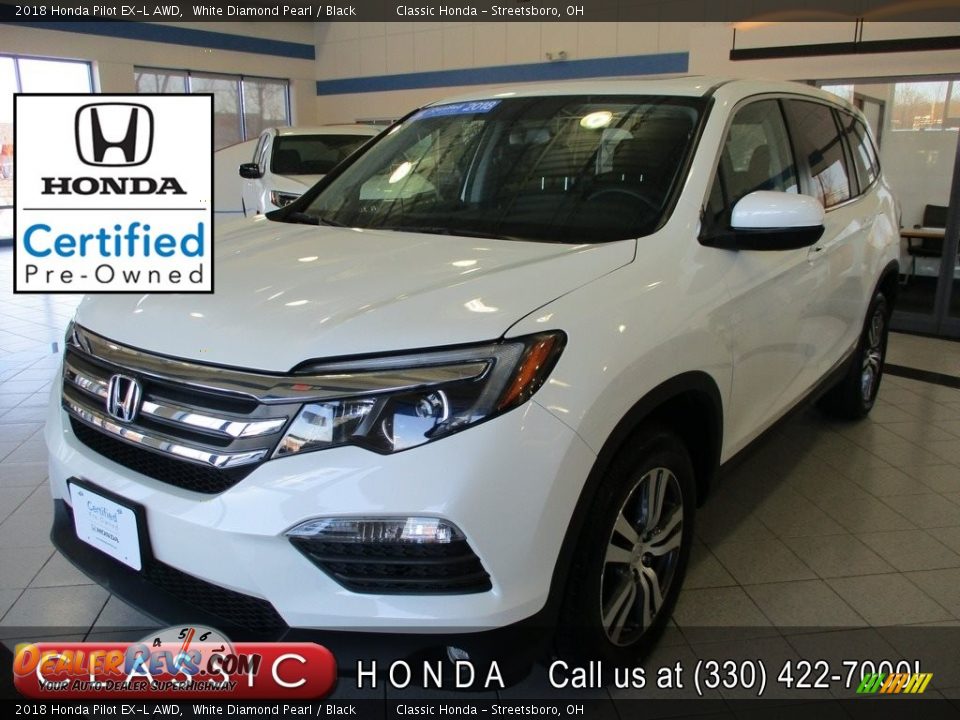 2018 Honda Pilot EX-L AWD White Diamond Pearl / Black Photo #1
