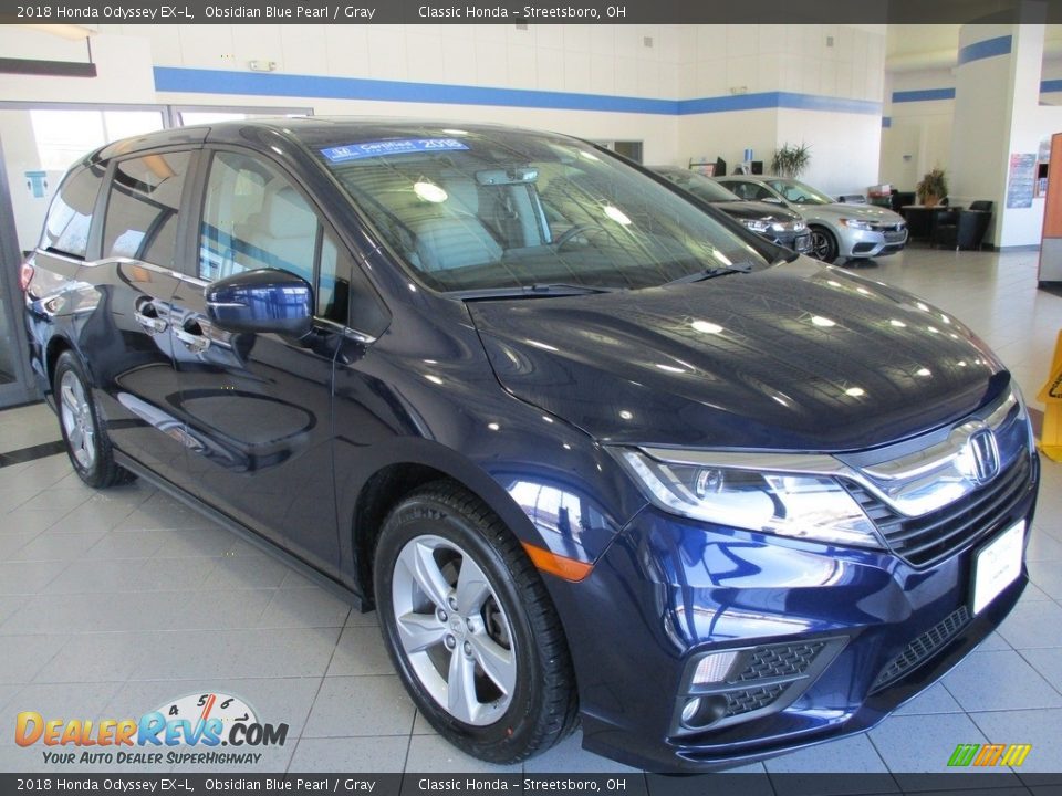 2018 Honda Odyssey EX-L Obsidian Blue Pearl / Gray Photo #3