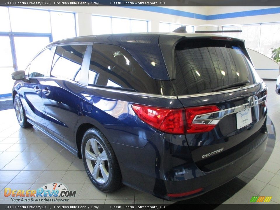 2018 Honda Odyssey EX-L Obsidian Blue Pearl / Gray Photo #8