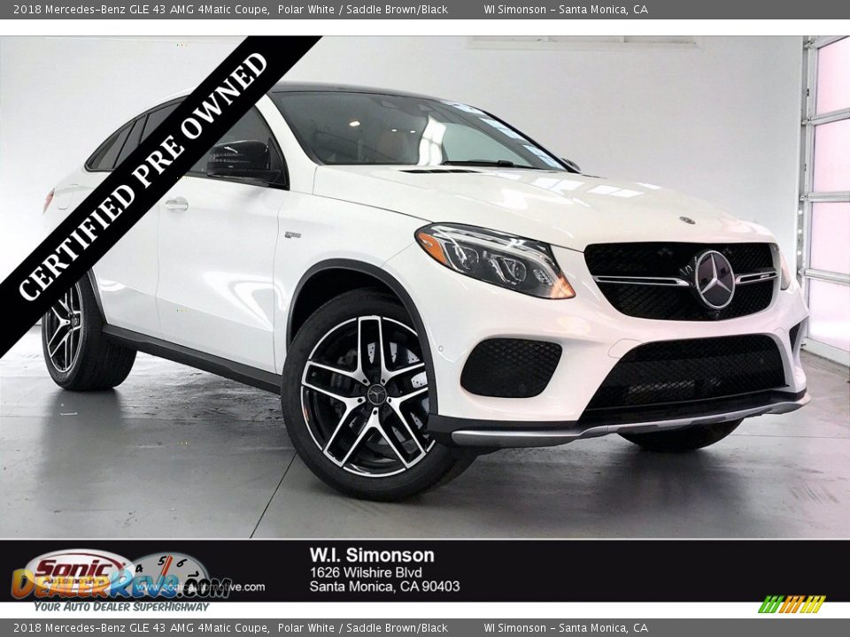 2018 Mercedes-Benz GLE 43 AMG 4Matic Coupe Polar White / Saddle Brown/Black Photo #1