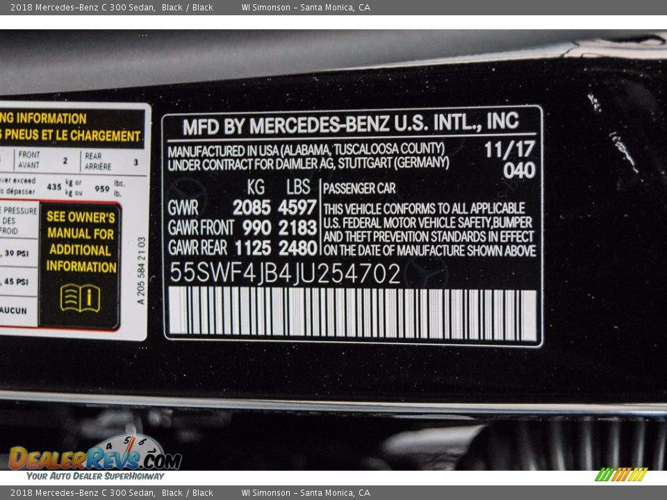 2018 Mercedes-Benz C 300 Sedan Black / Black Photo #10