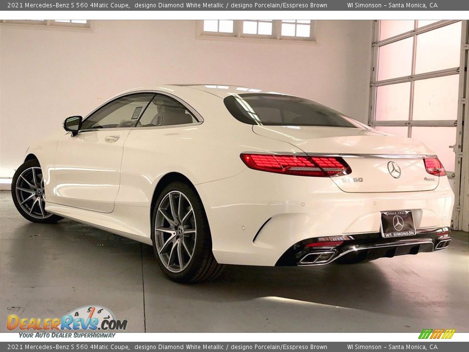 2021 Mercedes-Benz S 560 4Matic Coupe designo Diamond White Metallic / designo Porcelain/Esspreso Brown Photo #2