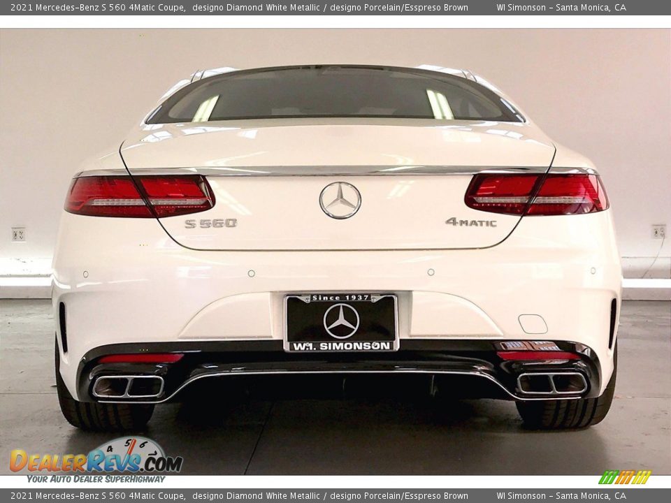 2021 Mercedes-Benz S 560 4Matic Coupe designo Diamond White Metallic / designo Porcelain/Esspreso Brown Photo #3