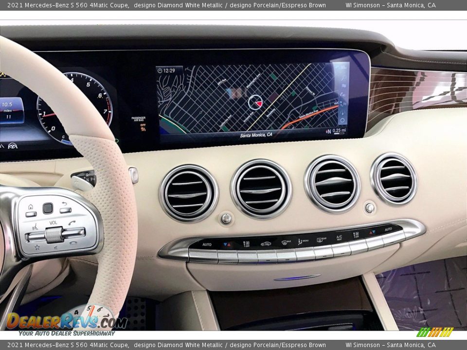2021 Mercedes-Benz S 560 4Matic Coupe designo Diamond White Metallic / designo Porcelain/Esspreso Brown Photo #6