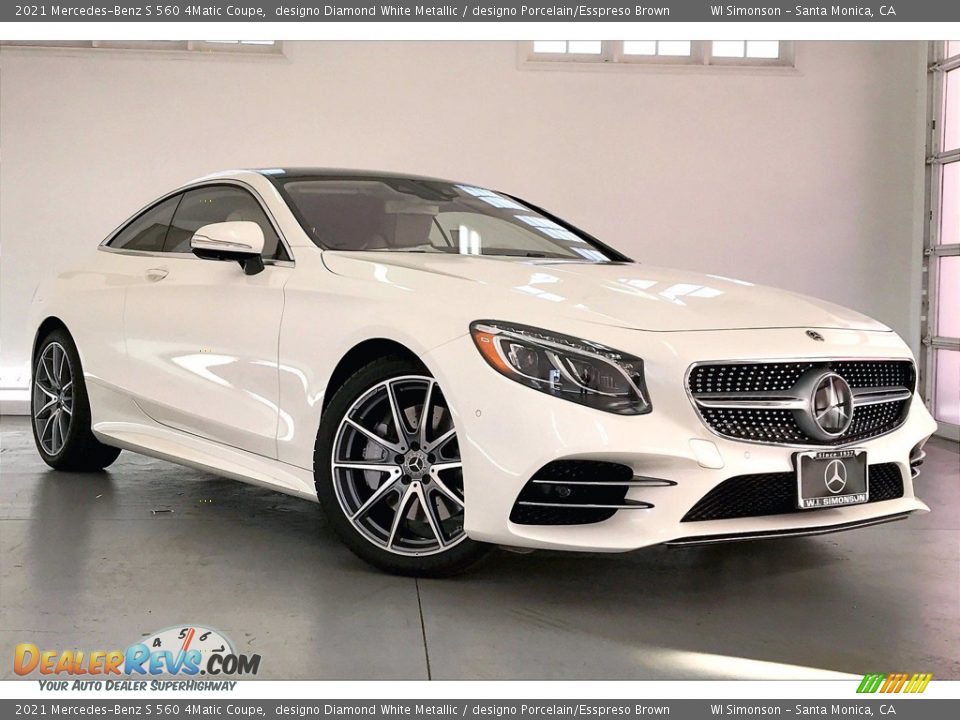 2021 Mercedes-Benz S 560 4Matic Coupe designo Diamond White Metallic / designo Porcelain/Esspreso Brown Photo #12