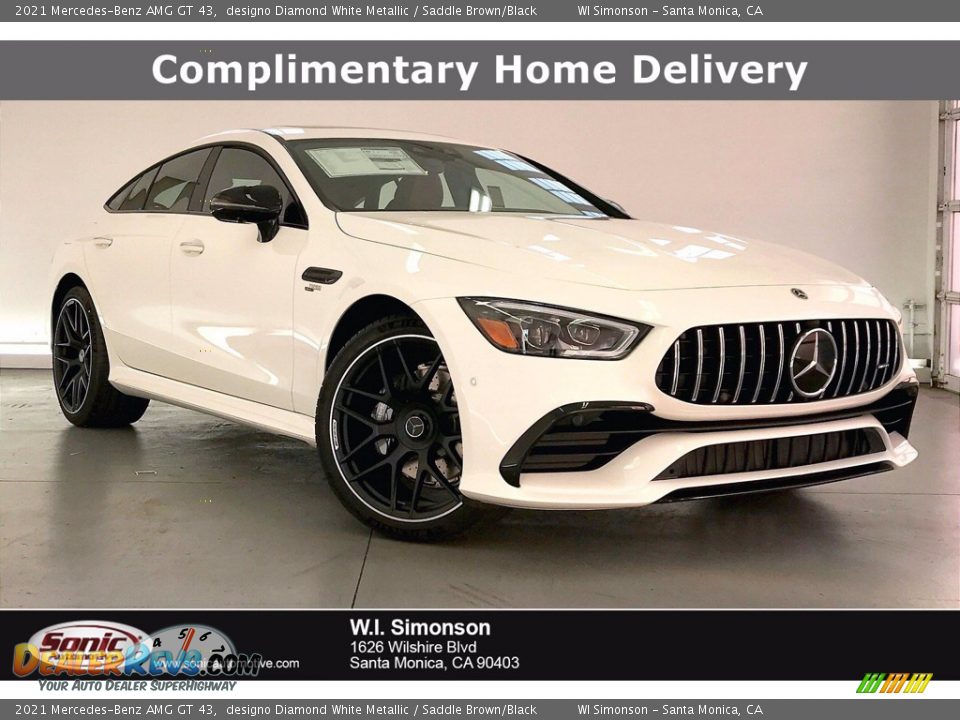 2021 Mercedes-Benz AMG GT 43 designo Diamond White Metallic / Saddle Brown/Black Photo #1