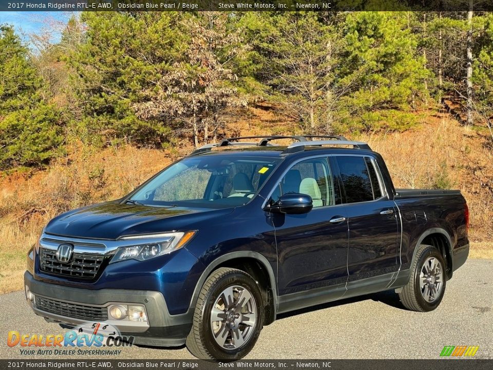 2017 Honda Ridgeline RTL-E AWD Obsidian Blue Pearl / Beige Photo #3