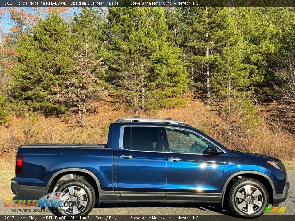 2017 Honda Ridgeline RTL-E AWD Obsidian Blue Pearl / Beige Photo #6