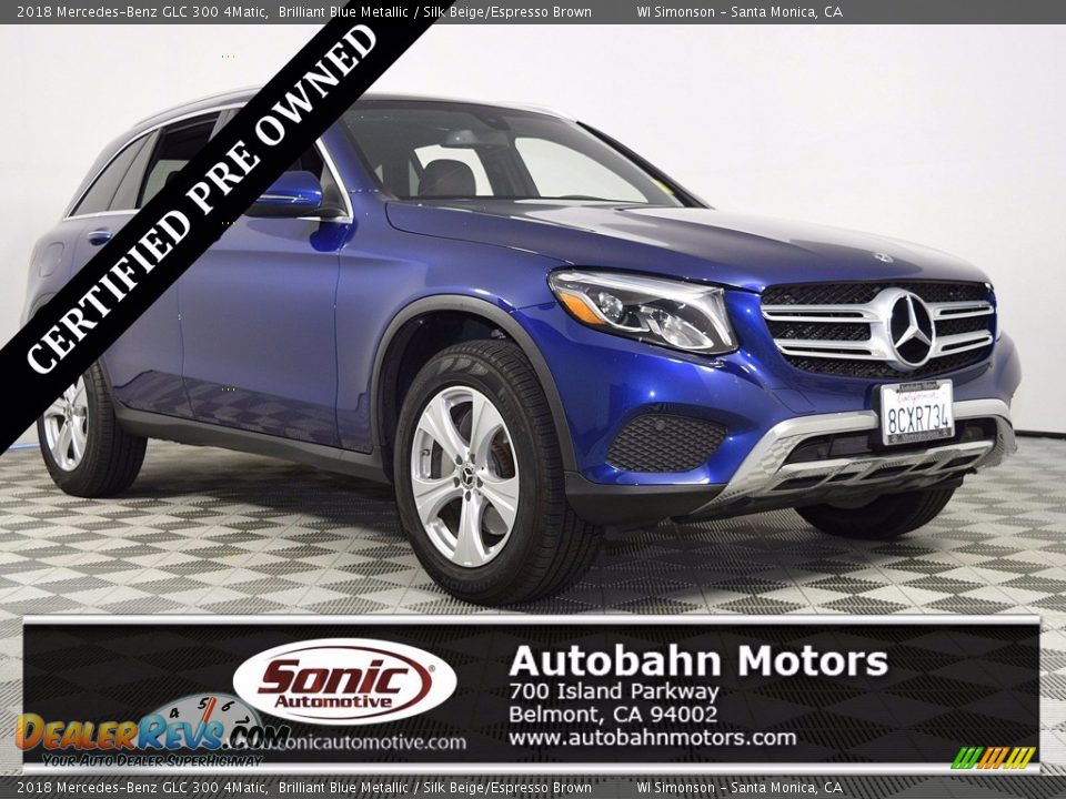 2018 Mercedes-Benz GLC 300 4Matic Brilliant Blue Metallic / Silk Beige/Espresso Brown Photo #1