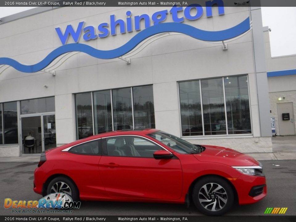 2016 Honda Civic LX-P Coupe Rallye Red / Black/Ivory Photo #2