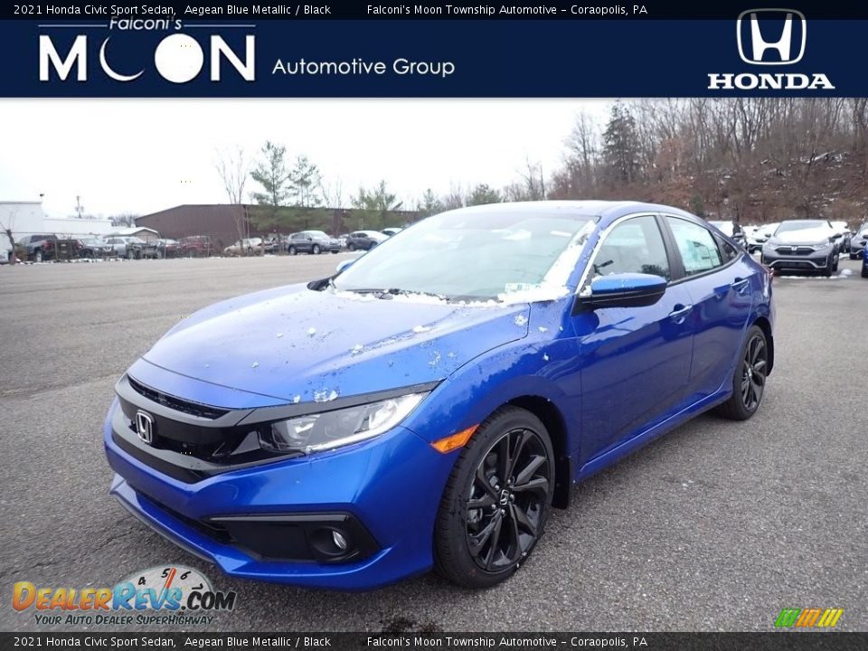 2021 Honda Civic Sport Sedan Aegean Blue Metallic / Black Photo #1