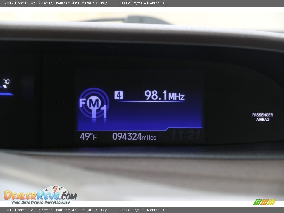 2012 Honda Civic EX Sedan Polished Metal Metallic / Gray Photo #12