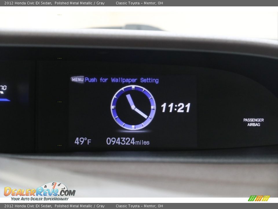 2012 Honda Civic EX Sedan Polished Metal Metallic / Gray Photo #15