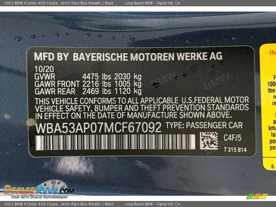 2021 BMW 4 Series 430i Coupe Arctic Race Blue Metallic / Black Photo #18