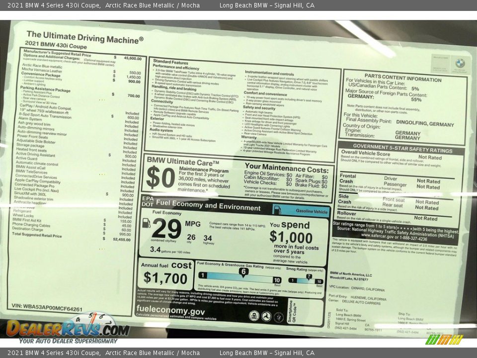 2021 BMW 4 Series 430i Coupe Window Sticker Photo #17