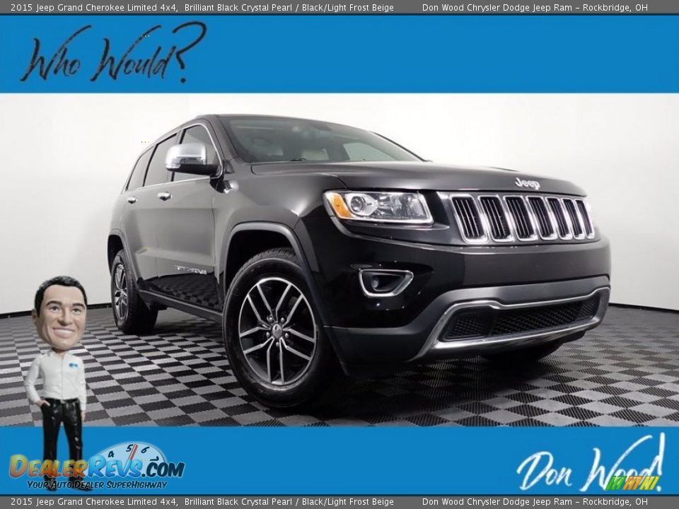2015 Jeep Grand Cherokee Limited 4x4 Brilliant Black Crystal Pearl / Black/Light Frost Beige Photo #1