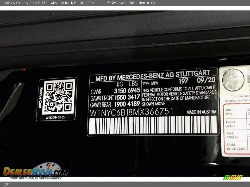 Mercedes-Benz Color Code 197 Obsidian Black Metallic