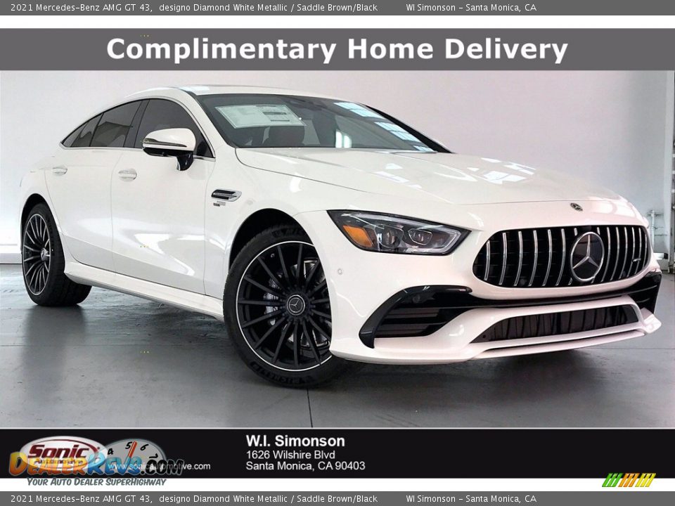 2021 Mercedes-Benz AMG GT 43 designo Diamond White Metallic / Saddle Brown/Black Photo #1