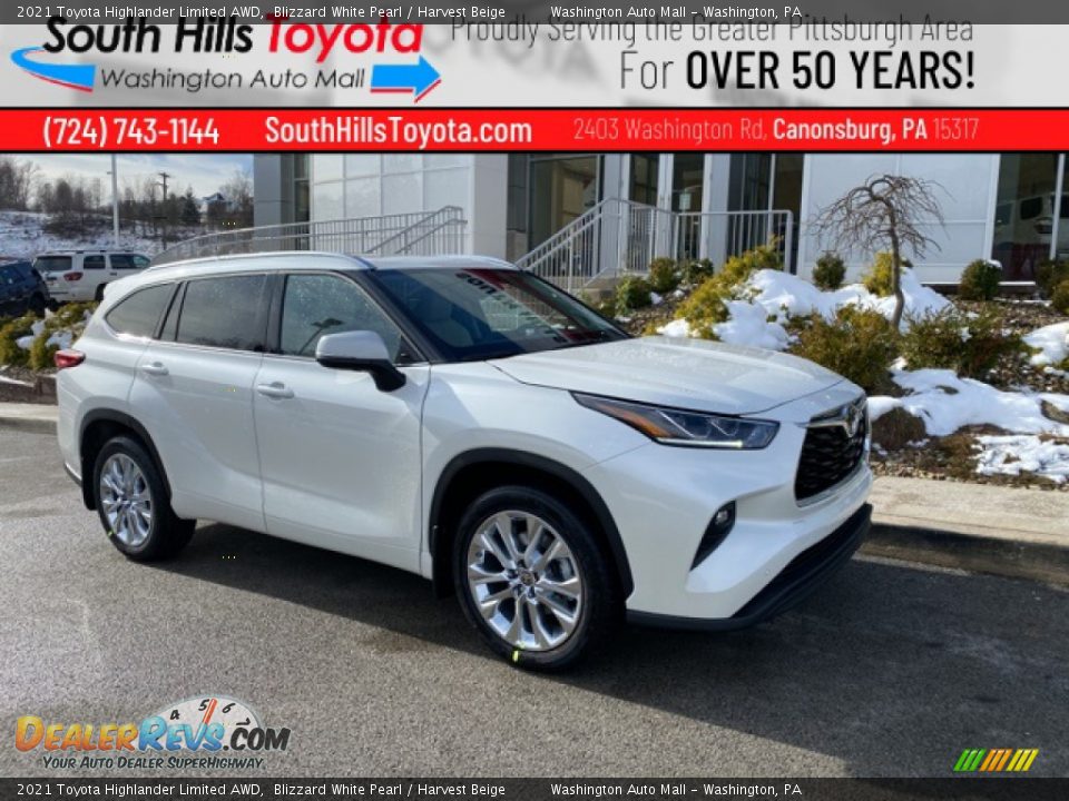 2021 Toyota Highlander Limited AWD Blizzard White Pearl / Harvest Beige Photo #1