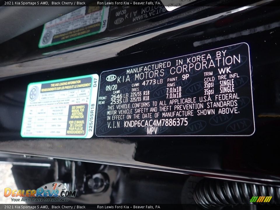 2021 Kia Sportage S AWD Black Cherry / Black Photo #15