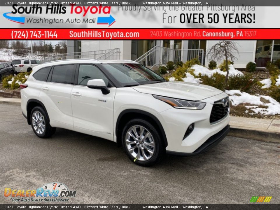 2021 Toyota Highlander Hybrid Limited AWD Blizzard White Pearl / Black Photo #1